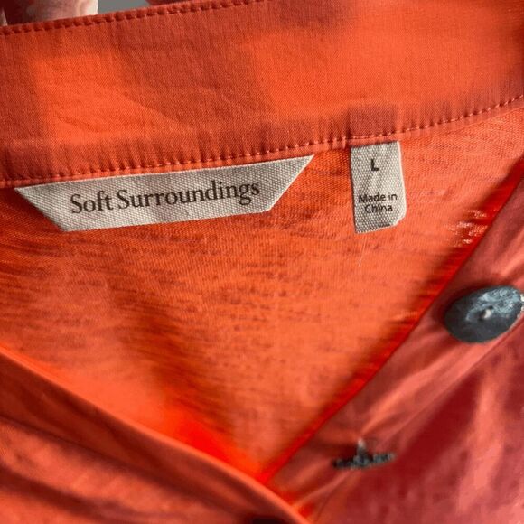 Soft Surroundings Women Large Chunky Button Down Tunic Shirt Peach EUC - Picture 3 of 5